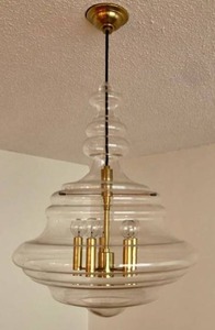 lot 24 image: Modern Brass and Glass Onion Chandelier