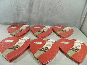 lot 45 image: 6 New Large Hearts of Russell Stover Chocolates