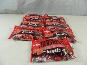 lot 80 image: 7 New 10 oz Bags of Hersheys Strawberry Filled Chocolate Hearts