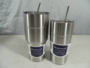 lot 88 image: 2 New Stainless Steel Vacuum Insulated Tumblers with Metal Straws