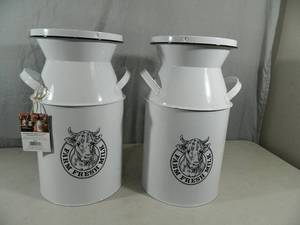 lot 94 image: 2 New Milkhouse Farm Fresh Planters & Plant Stands