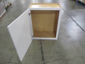 lot 307 image: Hampton Bay Shaker Assembled 24x30x12 in. Wall Kitchen Cabinet in Satin White KW2430-SSW