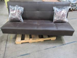 lot 105 image: Serta Zoren Convertible Sofa, In Brown. - Small Tear on upper back (see photos).