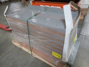 lot 112 image: 12 Pieces of Retail Display Pegboard Wall Panels, Each Measures Approximately 26 x 48 x 5 In Gray