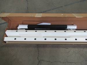 lot 3 image: 6 Premium White Vinyl Stair Railing Kit With Black Round Balusters.