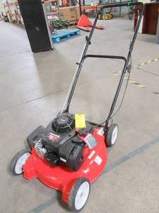 lot 15 image: Yard Machines 20 in. 125cc OHV Briggs & Stratton Gas Push Mower, 11A-02BT729 - Starts, Front Wheels Bent
