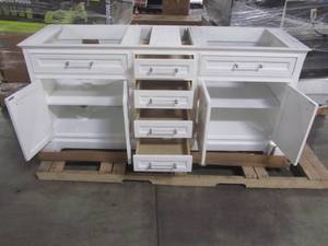 lot 145 image: Design Element Milano 72 in. W x 22 in. D Bath Vanity in White - Cabinet Only - ML-72-WT