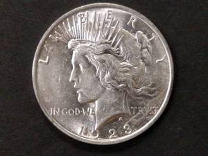 1923 High Grade Peace Silver Dollar...