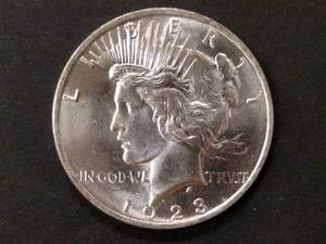 1923 High Grade Peace Silver Dollar...