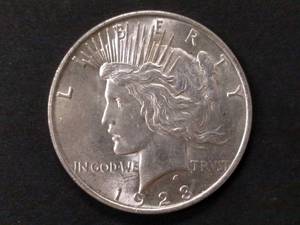 1923 High Grade Peace Silver Dollar...
