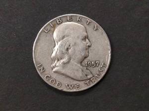 1957 D Franklin Silver Half Dollar...