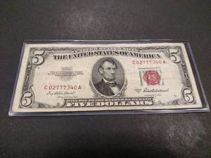 1953 A Five Dollar Red Seal United ...