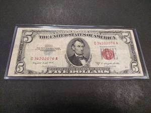 1953 B Five Dollar Red Seal United ...