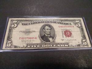 1953 C Five Dollar Red Seal United ...