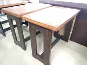 lot 26 image: (2) Red Oak Pub Tables, 50 x 30 x...