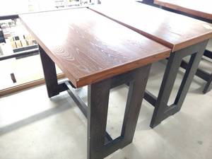 lot 27 image: (2) Red Oak Pub Tables, 50 x 30 x...