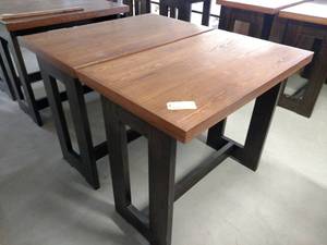 lot 30 image: (2) Red Oak Pub Tables, 50 x 30 x...