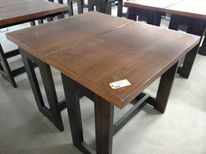 lot 33 image: (2) Red Oak Pub Tables, 50 x 30 x...