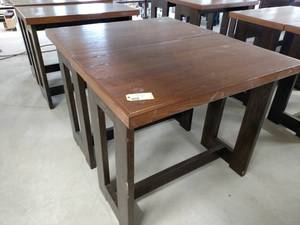 lot 35 image: (2) Red Oak Pub Tables, 50 x 30 x...