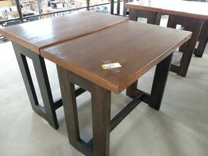 lot 36 image: (2) Red Oak Pub Tables, 50 x 30 x...