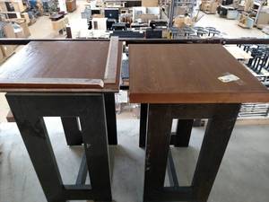 lot 37 image: (2) Red Oak Pub Tables, 30 x 30 x...
