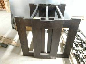 lot 153 image: (3) Red Oak Table Bases, 46.5x21x41...