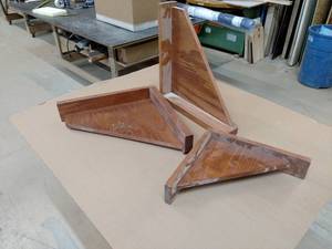 lot 312 image: (3) Oak Shelf Brackets, (2) 17.5 x...