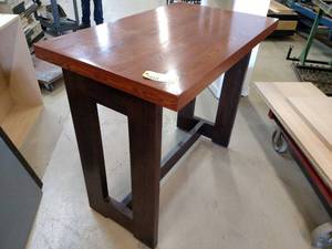 lot 411 image: Red Oak Pub Table, 50x30x44...