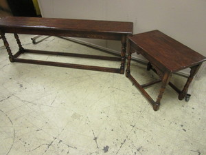 lot 512 image: SOLID WOOD BENCH AND END TABLE