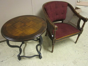 lot 514 image: ASHLEY FURNITURE SIGNATURE END TABLE, WITH CHAIR