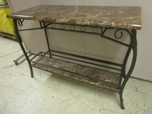 lot 532 image: FAUX MARBLE BAR TABLE, WITH LOWER WINE RACK