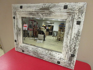 lot 533 image: RUSTIC FARMHOUSE-STYLE MIRROR