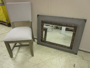lot 535 image: STANDARD FURNITURE CO. ACCENT CHAIR - NEW, DECORATIVE MIRROR