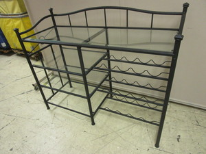 lot 536 image: GLASS-TOP BARSIDE TABLE WITH WINE RACK