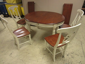 lot 501 image: FRENCH COUNTRY-STYLE DINING SET, WITH EXTENSION LEAVES