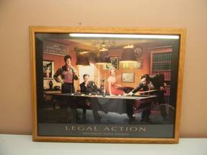 LEGAL ACTION BY CHRIS CONSANI - PROFESSIONALLY FRAMED PIECE - VERY NICE - APPROX 35 BY 27 - SEE PICTURES