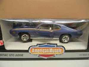 AMERICAN MUSCLE 1969 PONTIAC GTO JUDGE - RARE BLUE - 118 SCALE DIE CAST REPLICA - NEW IN BOX - VERY COOL PIECE - SEE PICTURES