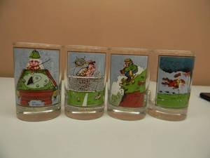 VINTAGE THOUGHT FACTORY ARBYS  Collector Series Glasses Gary Patterson 1982 Thought Factory Set Of 4 - NICE - SEE PICTURES