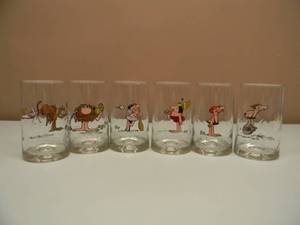 B.C. Ice Age Comics Vintage 1981 Arbys Collector Series Set Of 6 Glasses - LIKE NEW - NICE SET - SEE PICTURES