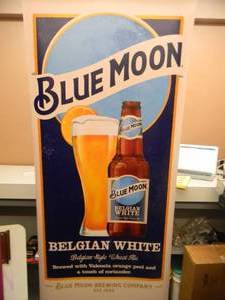BLUE MOON - Retractable display banner stand  easy to set up and take down OR CAN BE HUNG - LARGE VERY COOL APPROX 30 X 80 - SEE PICTURES