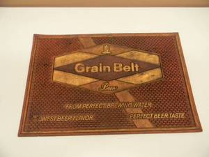 VINTAGE GRAIN BELT BEER BAR MAT - ORIGINAL - APPROX 17 BY 11 - SEE PICTURES