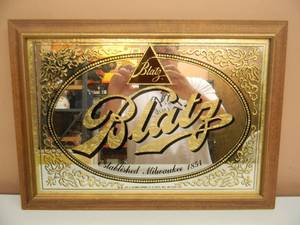 VINTAGE BLATZ BEER BAR SIGN  MIRROR - NICE - HARD TO FIND - APPROX 20 BY 15 - SEE PICTURES