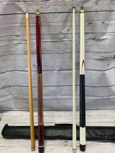 lot 33 image: Lot of 2 Pool Cues (2 piece) with Cases
