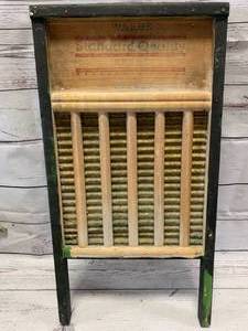 lot 48 image: Antique Wood  Brass Washboard