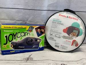 lot 94 image: Polaroid Joycam & Medium Dog Kennel