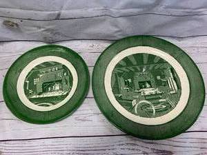 lot 96 image: 2pc Colonial Homestead Plates by Royal