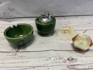 lot 105 image: Mid Century Modern Lighter & Ashtray plus Marble Pieces