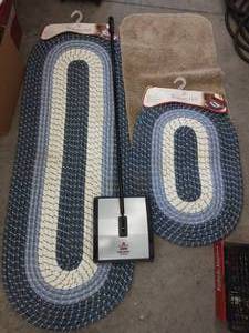 lot 107 image: 2-New Braided Rugs 20x30 & 22x58 & Bissel Carpet Sweeper
