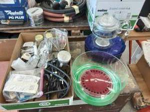 lot 116 image: 12-Blue Glass Plates & Assorted Kitchen Related