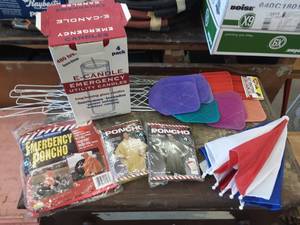 lot 117 image: Ponchos, Fly Swatters & Emergency Candle